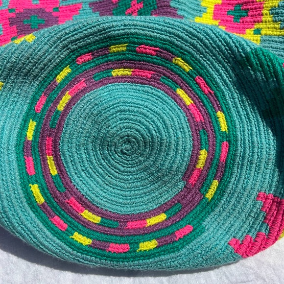 NEW Turquoise Star Flower Woven Beach Shoulder Bag - Picture 9 of 10